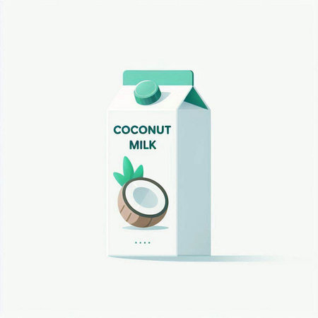 Coconut milk box isolated on white background. Vector illustration.のイラスト素材