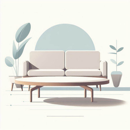 Sofa in the living room. Interior design. Illustration.のイラスト素材