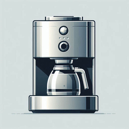 Coffee maker. Vector illustration of a coffee maker on a gray background.のイラスト素材