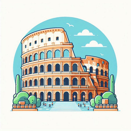 Colosseum in Rome, Italy. Colosseum is one of the symbols of Rome.のイラスト素材