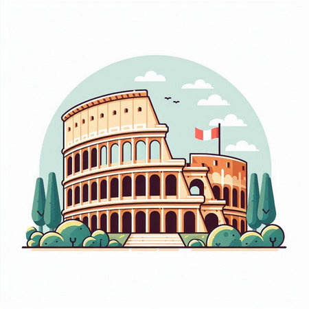 Colosseum, Rome, Italy. Colosseum is one of the symbols of Rome.のイラスト素材