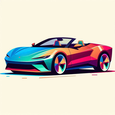 Colorful sports car vector illustration. Colorful sport car icon.のイラスト素材