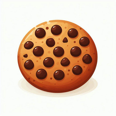 Illustration of a chocolate chip cookie isolated on a white background.のイラスト素材
