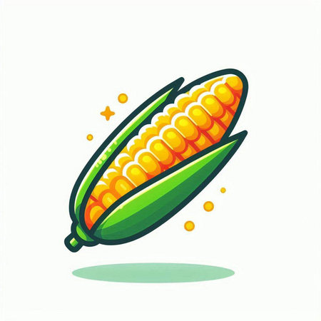 Corn icon. Vector illustration of a corncob on white background.のイラスト素材