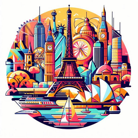 Vector illustration of London, United Kingdom. Colorful hand drawn doodle.のイラスト素材