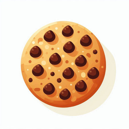 Chocolate chip cookie. Vector illustration isolated on a white background.のイラスト素材