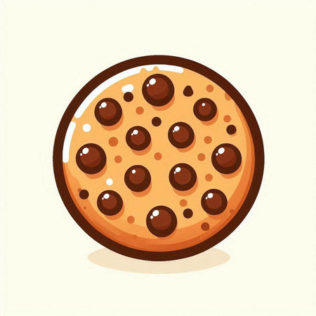 Chocolate chip cookie isolated on white background. Vector illustration in cartoon style.のイラスト素材