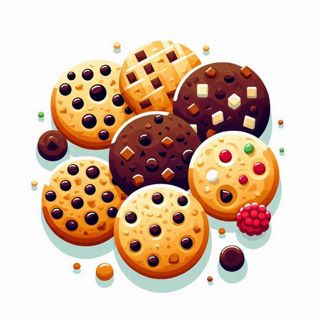 Biscuits with chocolate and raisins. Vector illustration.のイラスト素材