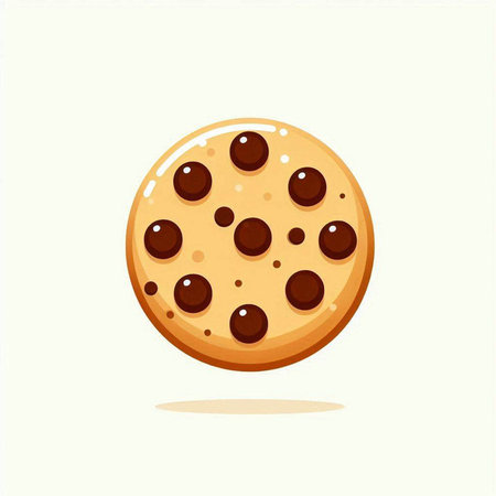 Chocolate chip cookie. Vector illustration. Isolated on white background.のイラスト素材
