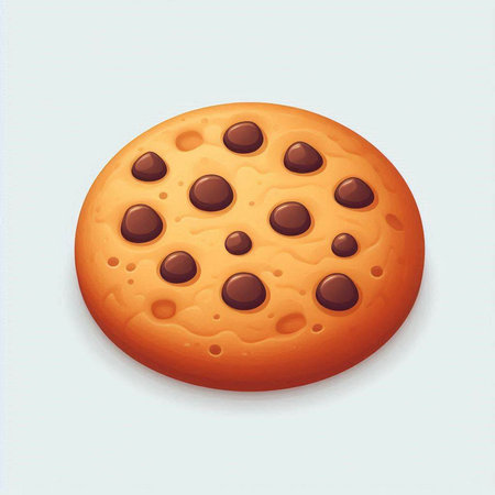 Illustration of a chocolate chip cookie on a blue background, digital paintingのイラスト素材