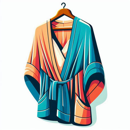 Vector illustration of bathrobe on hanger isolated on white background.のイラスト素材