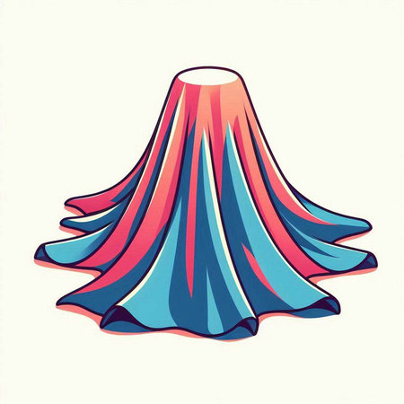 Vector illustration of a blue and pink cape on a white background.のイラスト素材