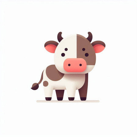 Cute cartoon cow isolated on a white background. Vector illustration.のイラスト素材