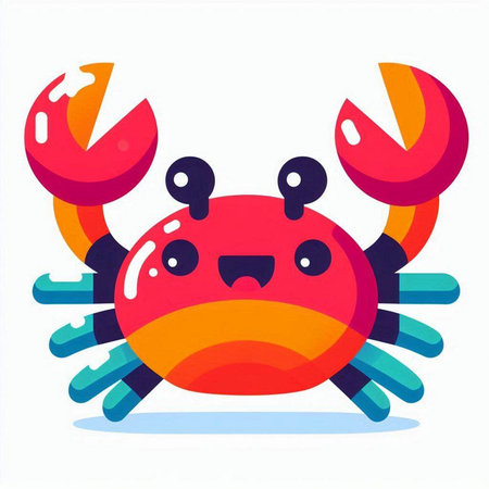 Cute cartoon crab. Colorful vector illustration on white background.のイラスト素材
