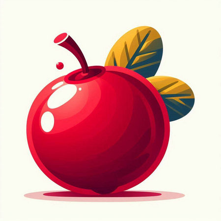 Illustration of a red apple on a white background, vector illustrationのイラスト素材