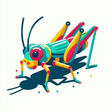 Colorful grasshopper isolated on white background. Vector illustration.のイラスト素材