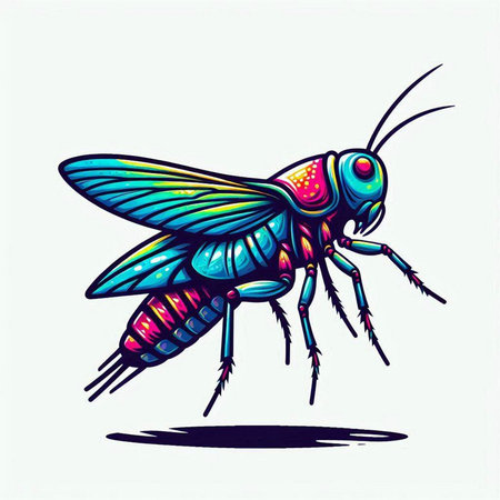 Grasshopper. Vector illustration of a grasshopper.のイラスト素材