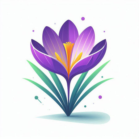 Purple crocus flower on a white background. Vector illustration.のイラスト素材