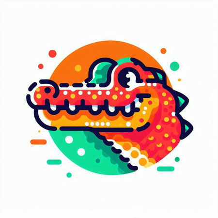 Crocodile icon. Vector illustration of a cute crocodile.のイラスト素材
