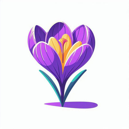 Beautiful spring crocus flower isolated on white background. Vector illustration.のイラスト素材