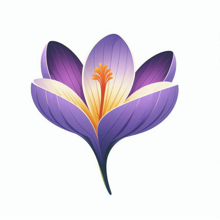 Beautiful crocus flower isolated on white background. Vector illustration.のイラスト素材