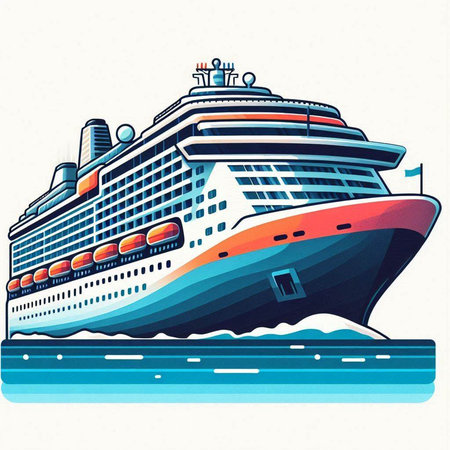 Cruise ship. Vector illustration on the theme of travel and tourism.のイラスト素材