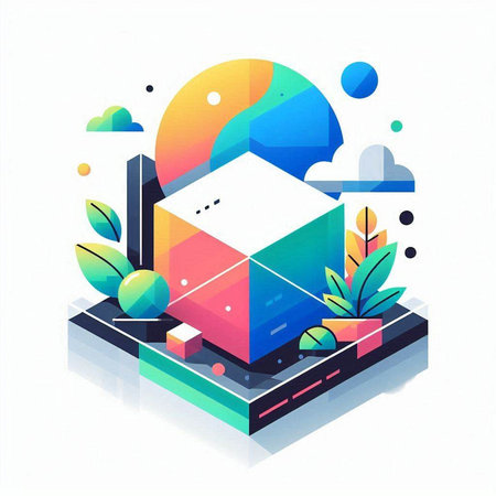 3d isometric illustration. Minimal geometric design. Vector illustration.のイラスト素材