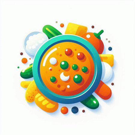 Vector illustration of fresh vegetables in the form of a circle on a white backgroundのイラスト素材