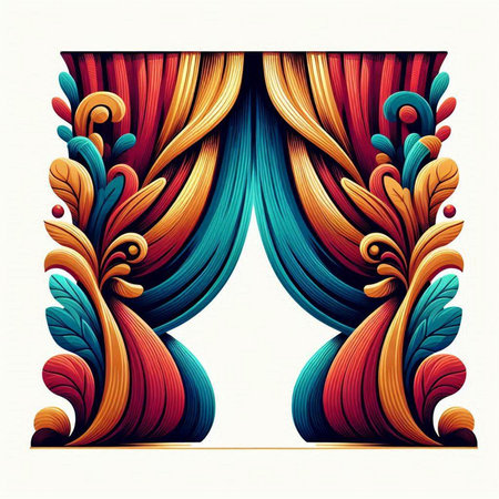 Curtains in the style of Baroque. Vector illustrationのイラスト素材