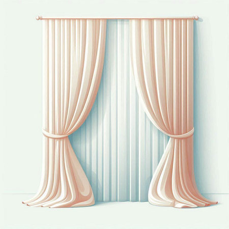 curtains. interior decoration. 3d illustration. vintage styleのイラスト素材
