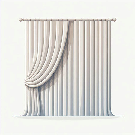 Illustration of a white curtain isolated on a white background - vectorのイラスト素材