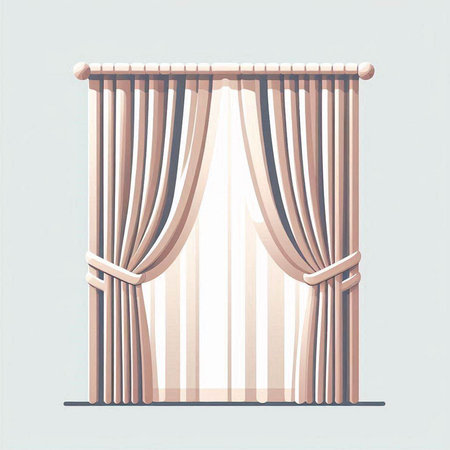 Curtains interior design sketch. 3d realistic vector illustration.のイラスト素材