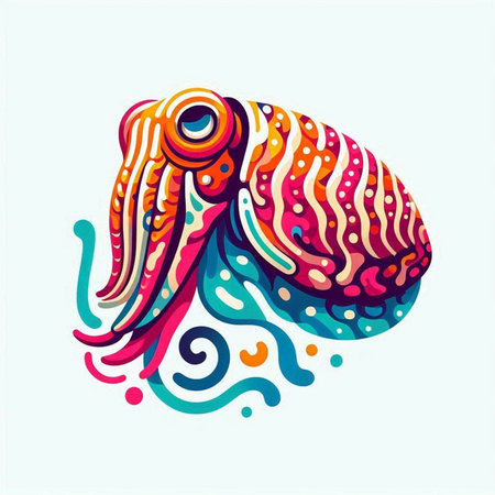 Octopus. Colorful vector illustration of a sea animal. Isolated on white background.のイラスト素材