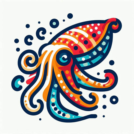 Octopus. Colorful vector illustration isolated on a white background.のイラスト素材