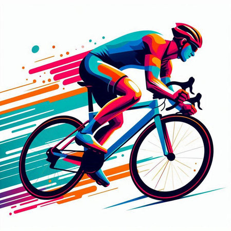 Cyclist riding on a bicycle. Colorful vector illustration.のイラスト素材