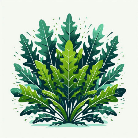 Tropical plant with green leaves. Hand drawn vector illustration.のイラスト素材