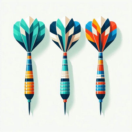 Set of colorful darts on white background. Vector illustration. Eps 10のイラスト素材