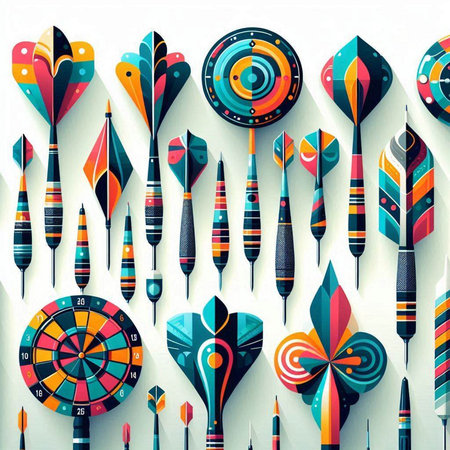 Colorful darts set on white background. Vector illustration. Eps 10のイラスト素材