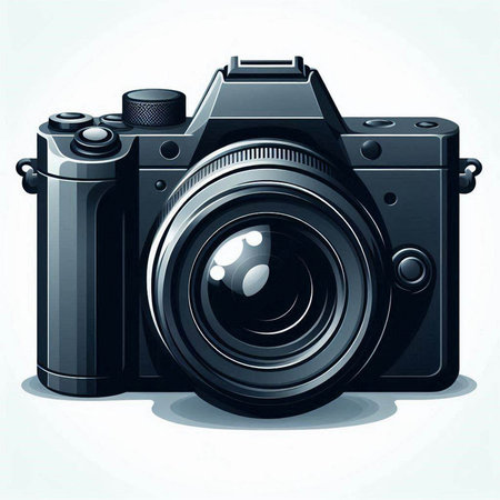 Vector illustration of a digital camera on white background. Eps 10.のイラスト素材