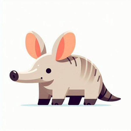 Cute little baby armadillo cartoon character. Vector illustration.のイラスト素材