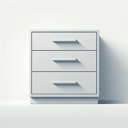 Illustration of a white chest of drawers on a white backgroundのイラスト素材