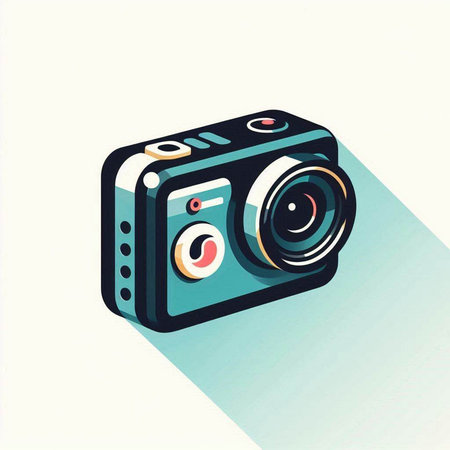 Retro camera icon, vector illustration. Flat design style with long shadow.のイラスト素材