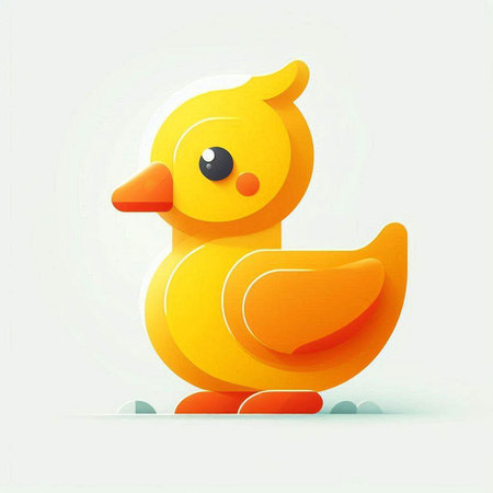 Cute little yellow duck on a white background. Vector illustration.のイラスト素材