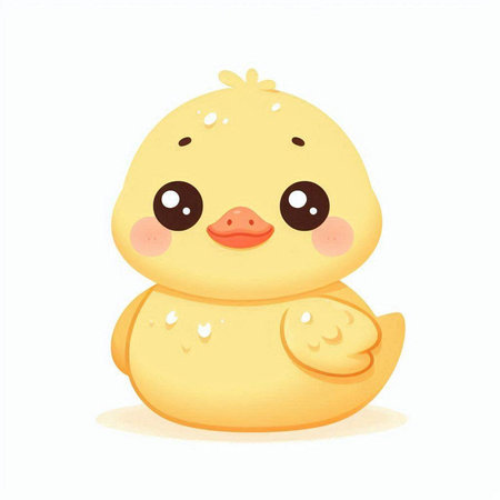 Cute cartoon duckling. Vector illustration isolated on white background.のイラスト素材