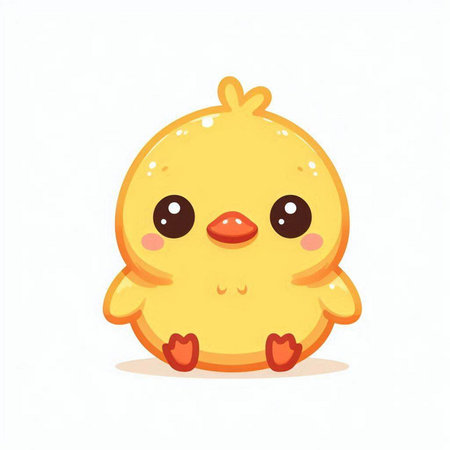 Cute cartoon baby chicken isolated on white background. Vector illustration.のイラスト素材