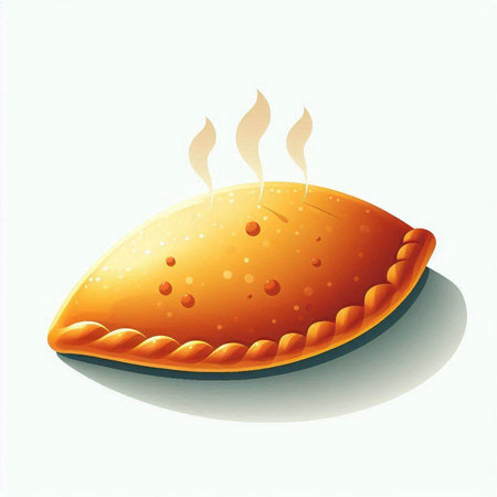 Illustration of a hot pie on a white background with a shadowのイラスト素材