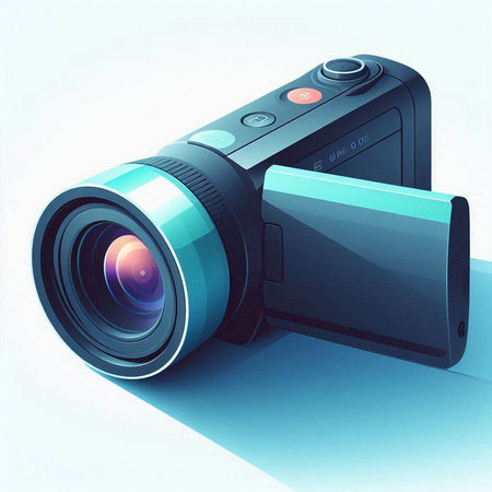 Digital camera on a white background. 3D illustration. High resolution.のイラスト素材