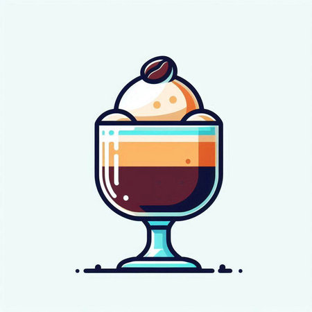Coffee drink in a glass with ice cream. Vector illustration.のイラスト素材