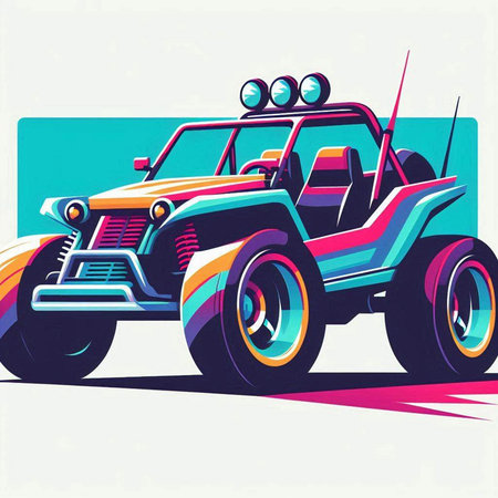 Off-road vehicle in retro style. Vector illustration for your designのイラスト素材