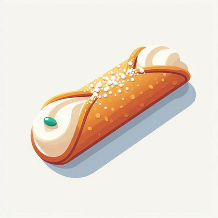 Vector illustration of a biscuit with cream and caramel on a white backgroundのイラスト素材